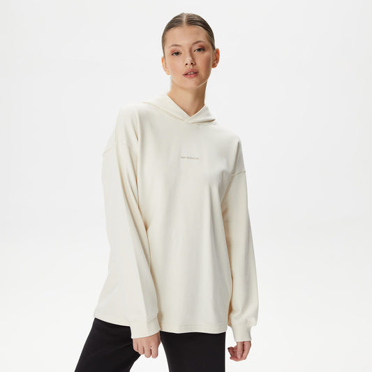 New Balance Athletics Linear Kadın Bej Hoodie