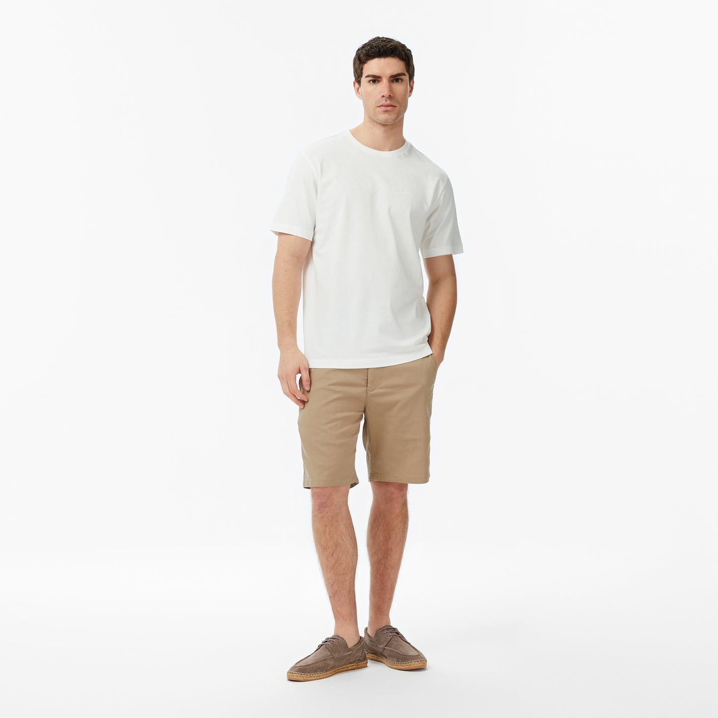 Nautica Erkek Beyaz Regular Fit Baskılı T-shirt