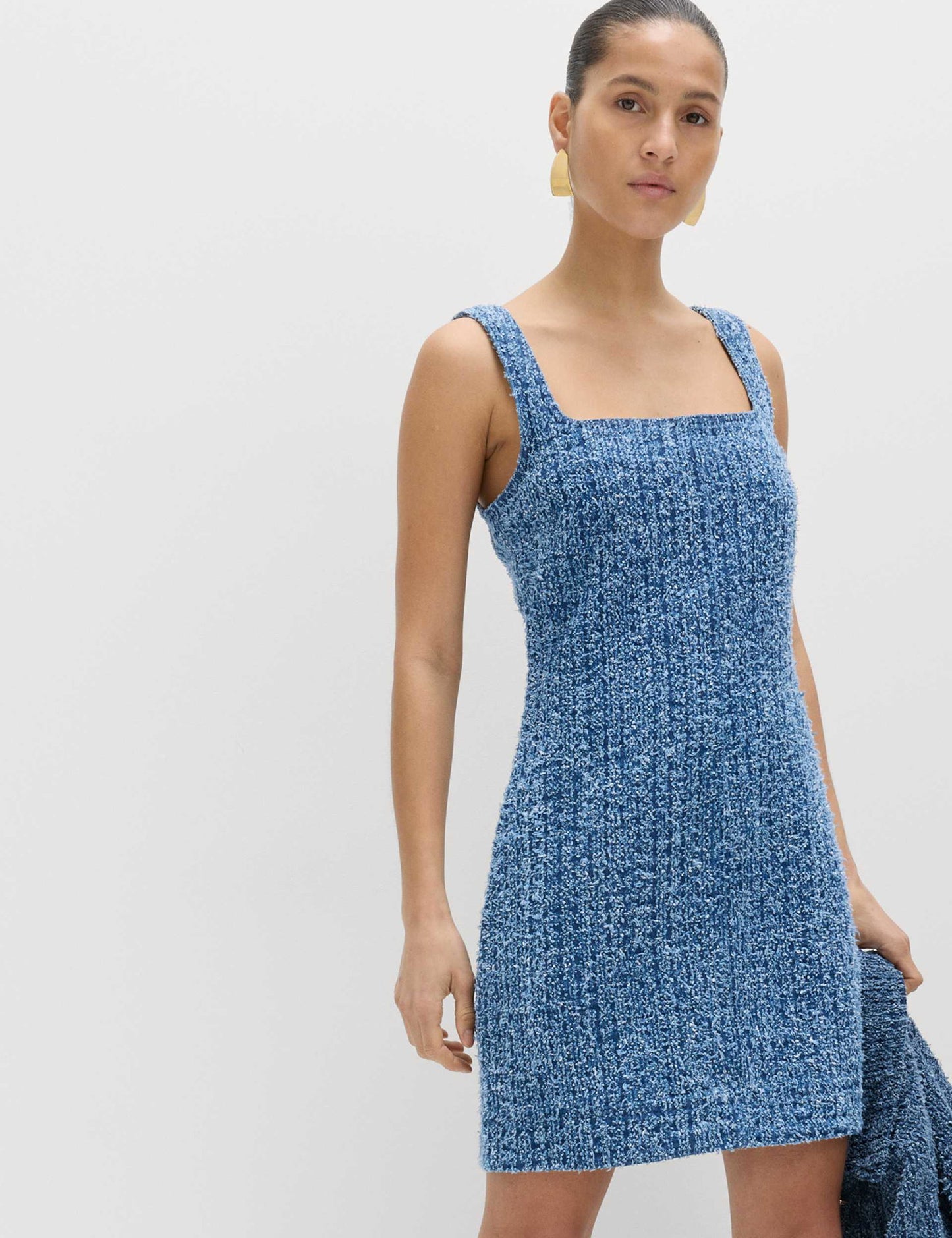Saf Pamuklu Denim Mini Elbise