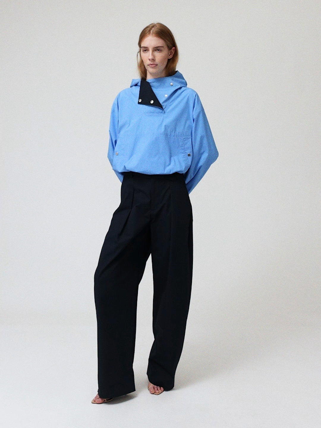Lacivert Gap × Victoria Beckham High Rise Pileli Arc Pantolon