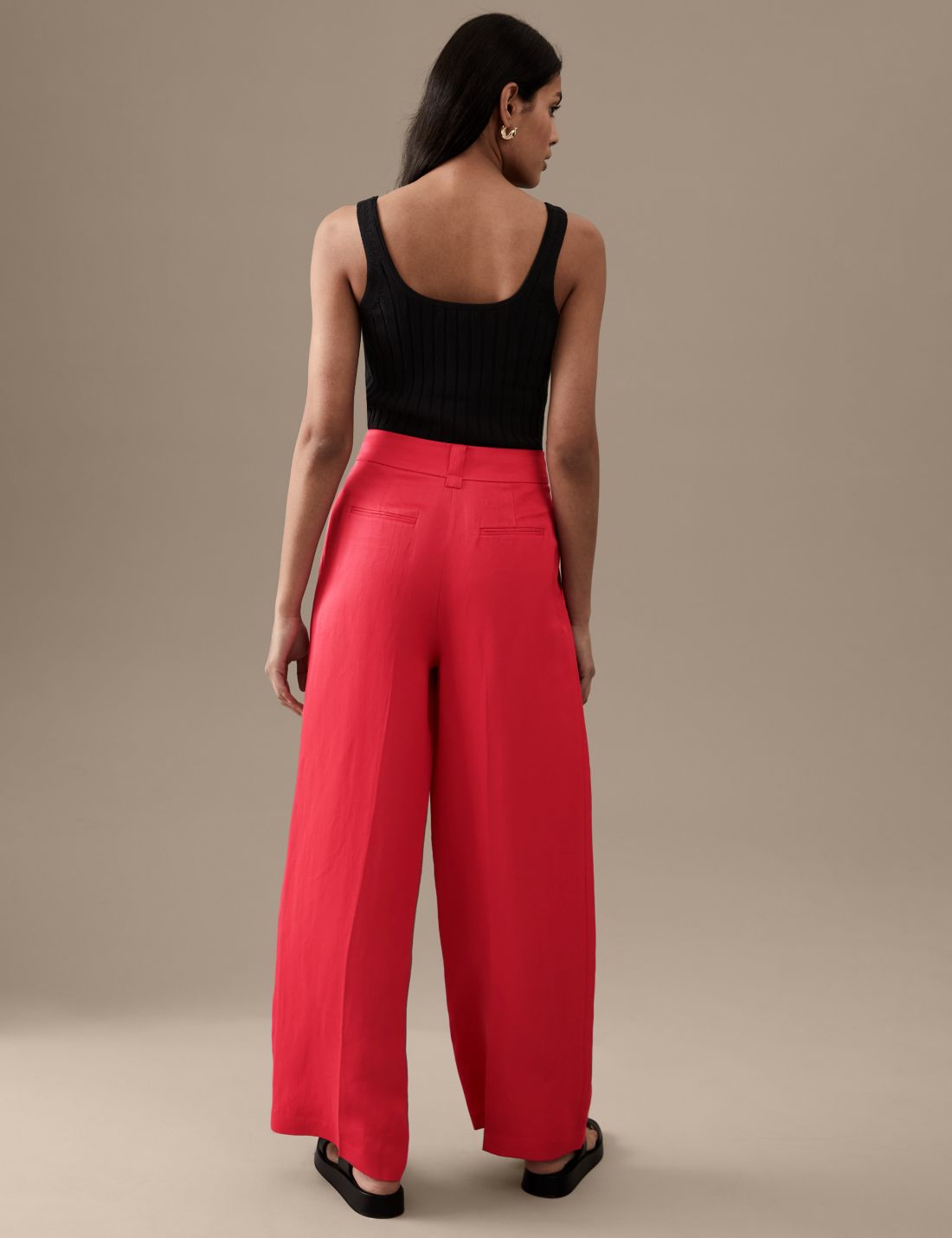 Wide Leg Keten Pantolon