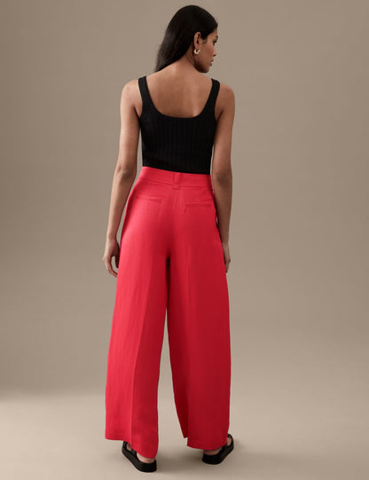 Wide Leg Keten Pantolon
