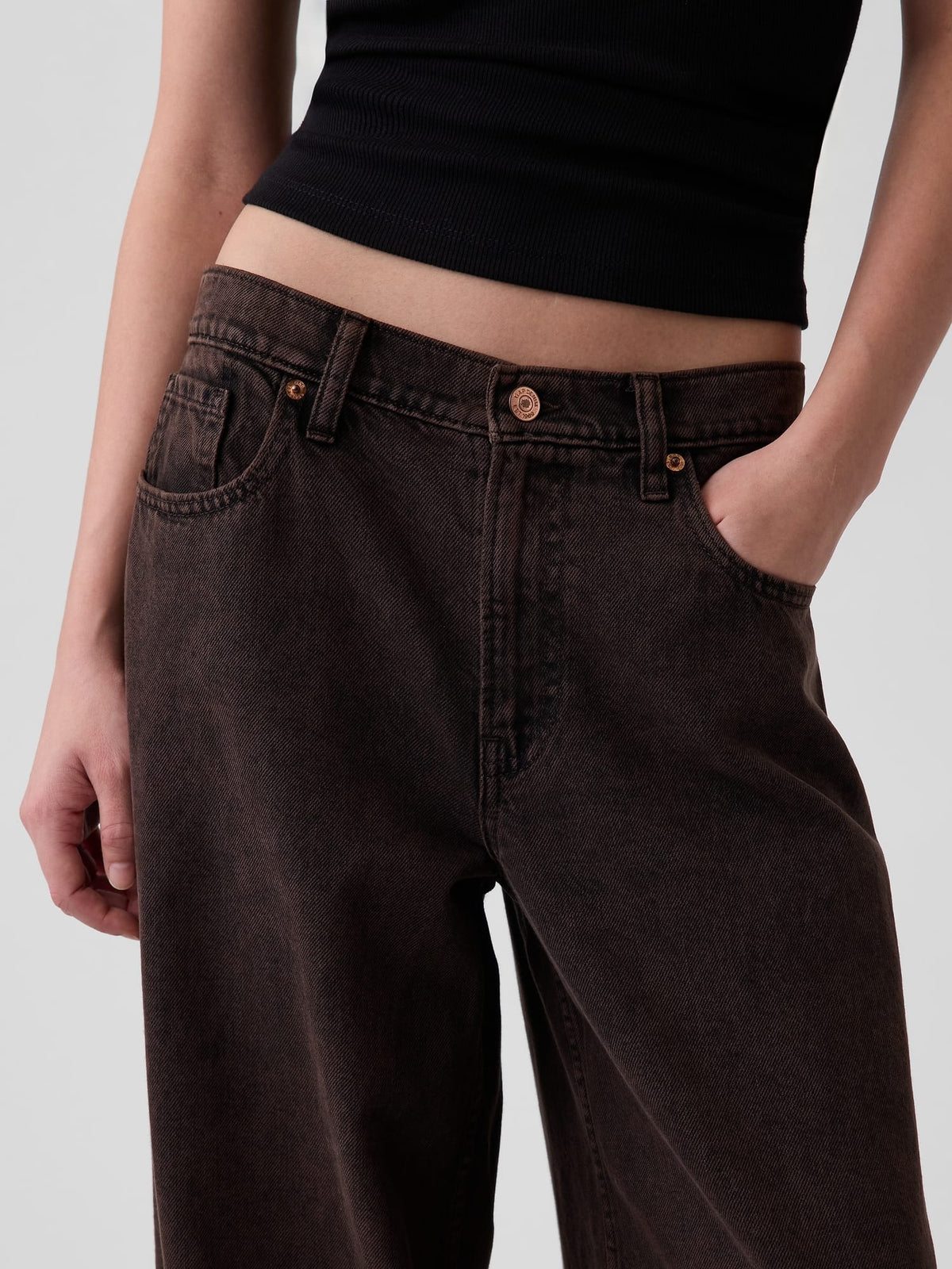 Kahverengi Low Slung Extra Baggy Jean Pantolon