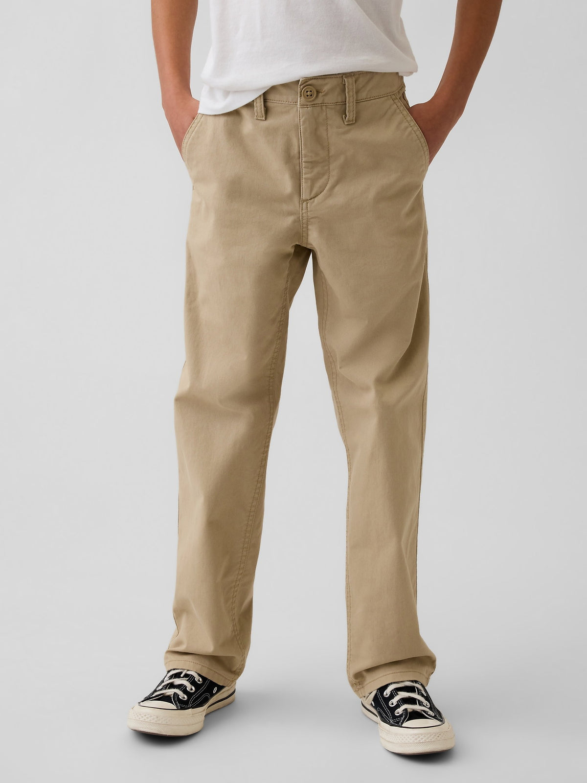 Bej Modern Relaxed Straight Khaki Pantolon