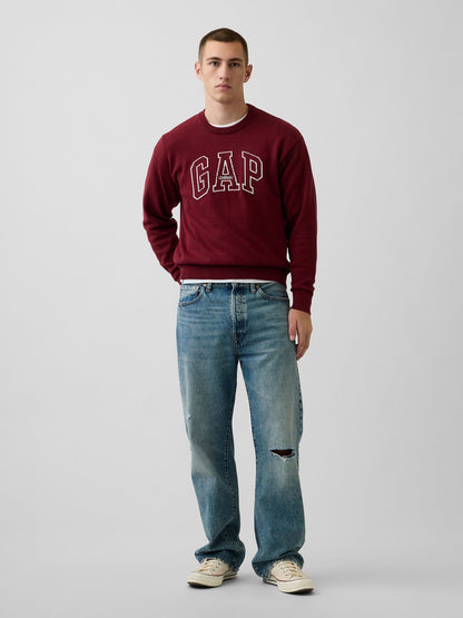 Koyu Kırmızı Relaxed Gap Logo Intarsia Kazak