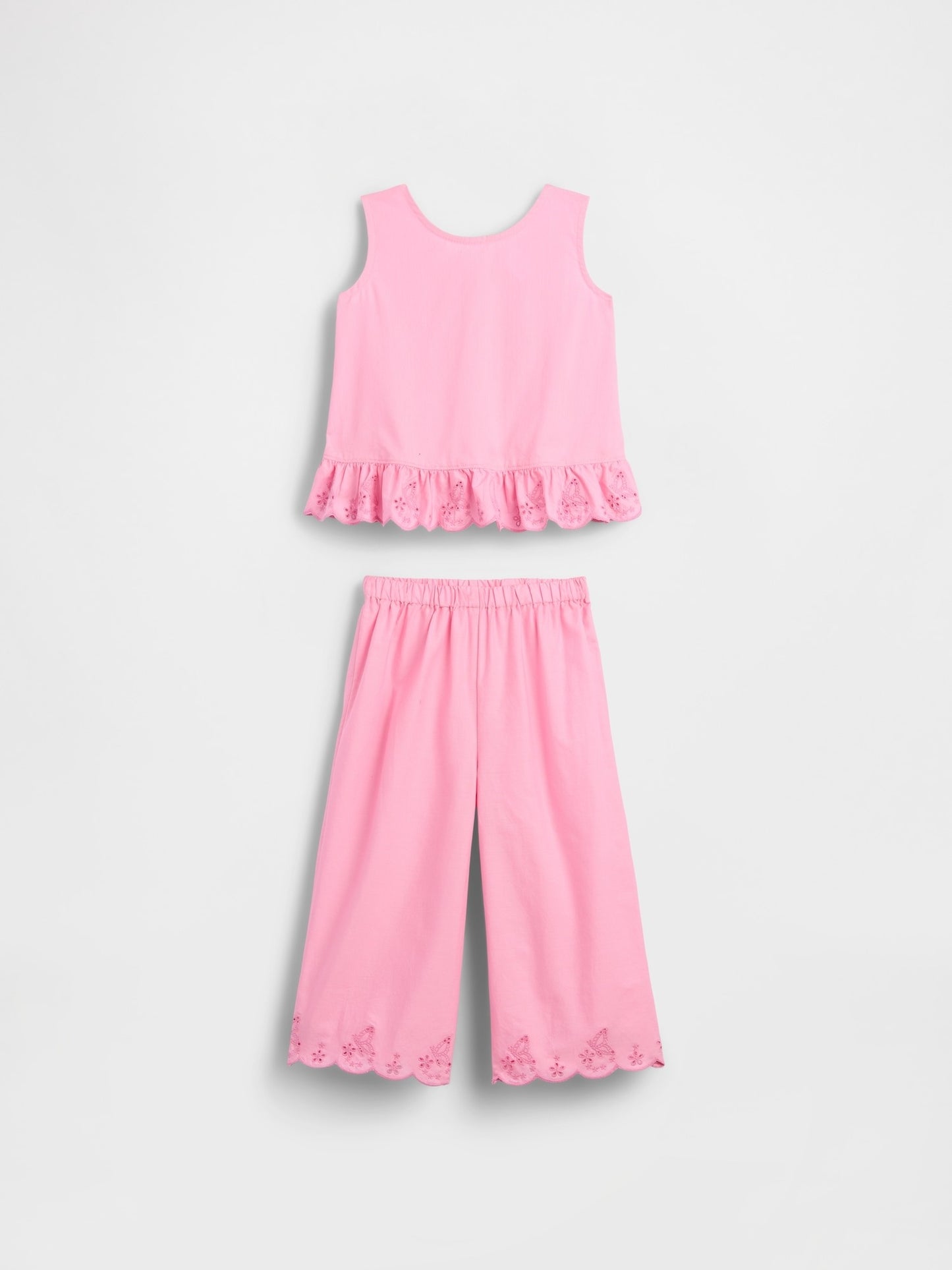 Pembe Eyelet Volanlı Outfit Set