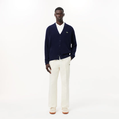 Lacoste Relaxed Fit V Yaka Erkek Lacivert Hırka