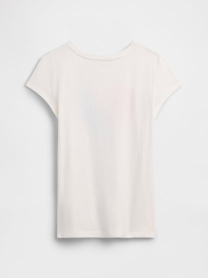 Beyaz Grafik Baskılı T-shirt