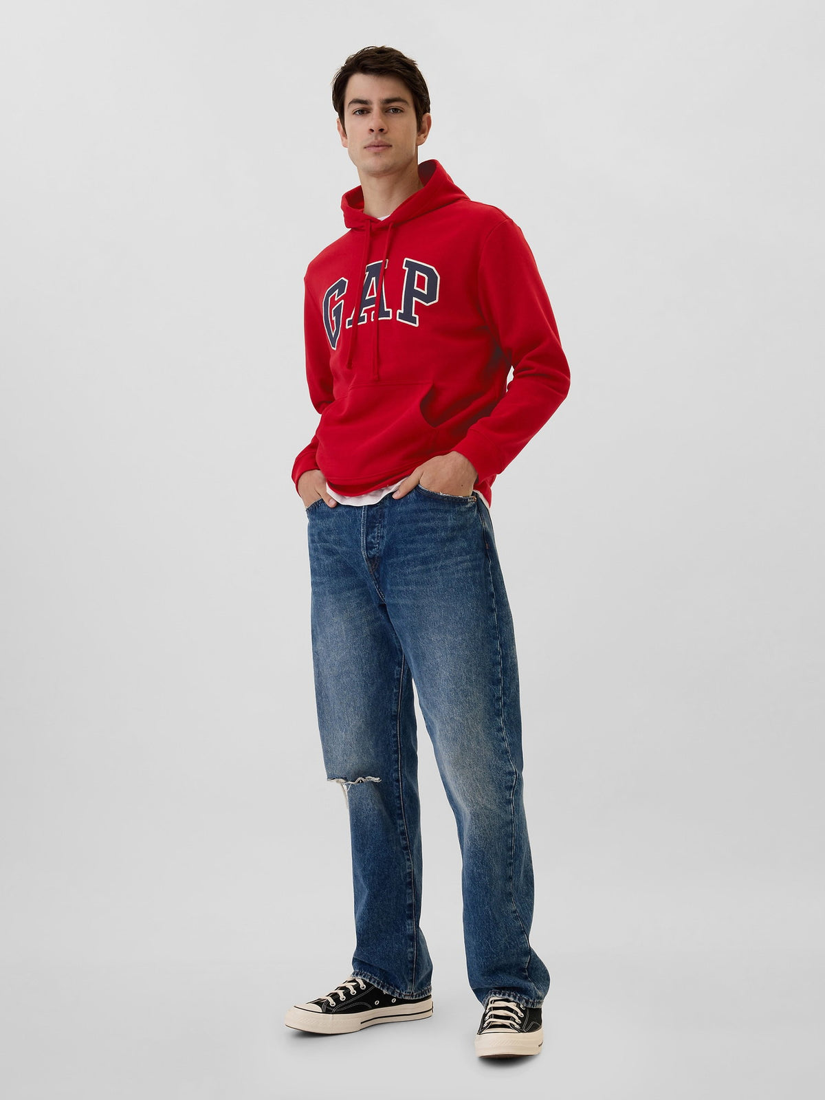 Kırmızı Gap Logo Relaxed Fleece Sweatshirt