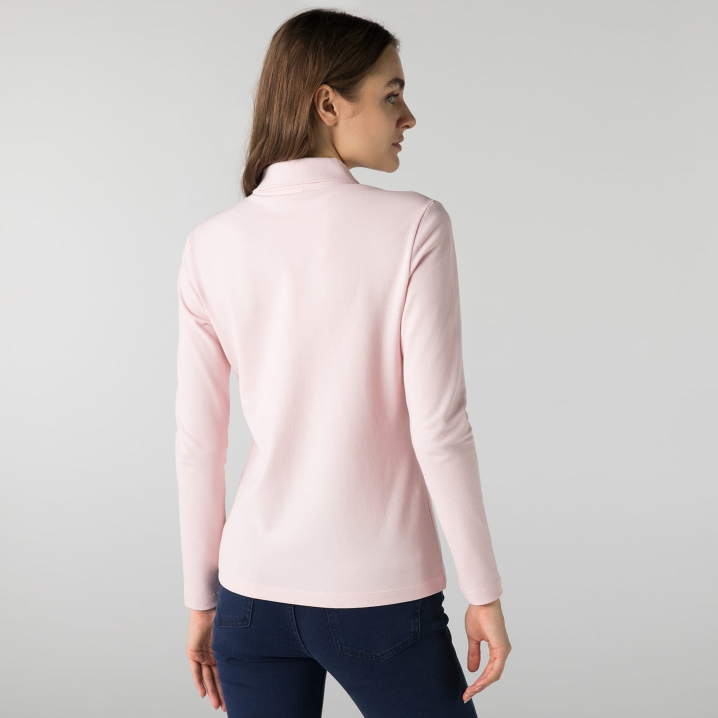 Lacoste Kadın Slim Fit Uzun Kollu Pembe Polo