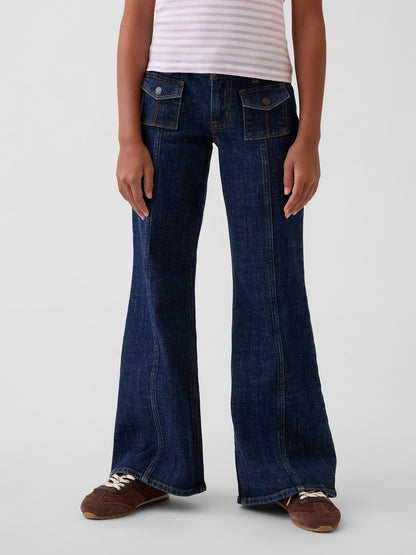 Koyu Mavi Low Rise Relaxed Flare Jean Pantolon