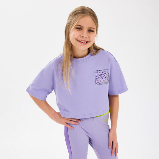 Skechers Graphic Cropped Çocuk Mor T-shirt