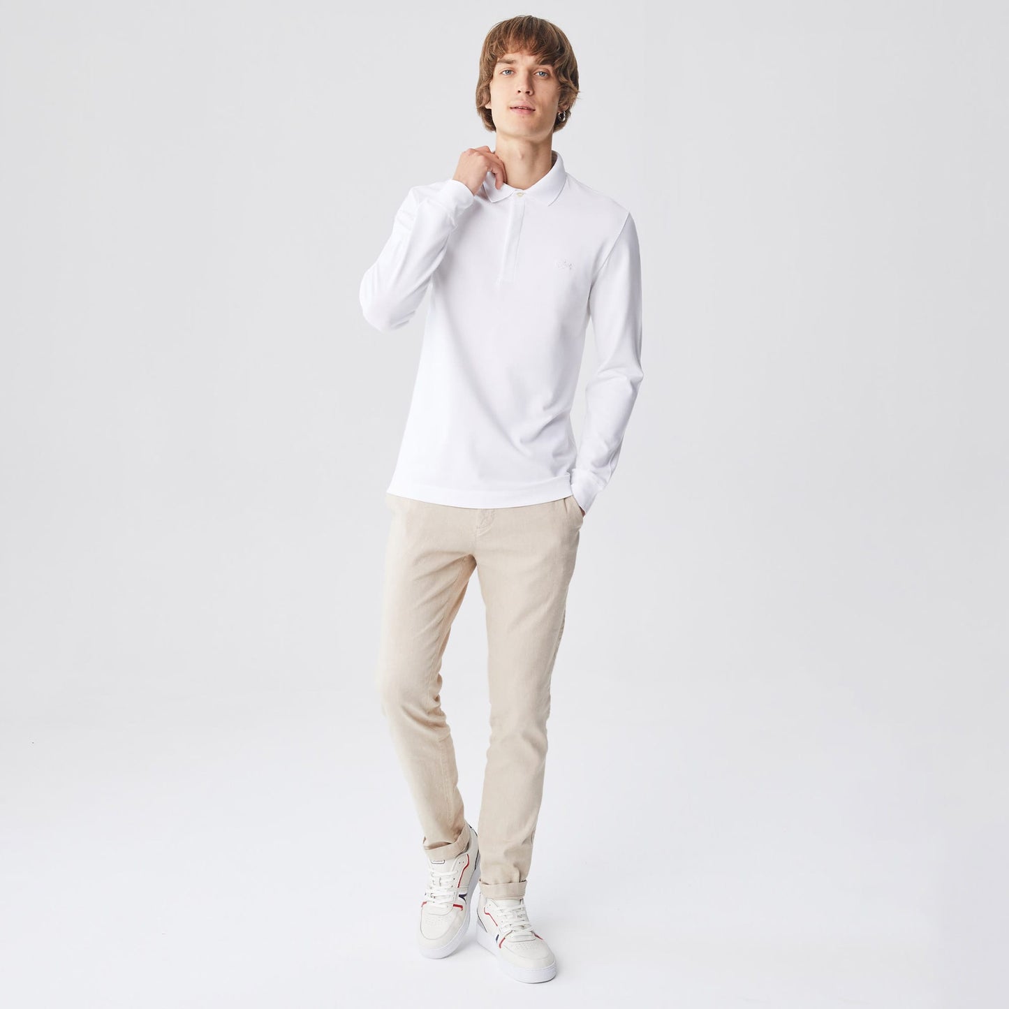 Lacoste Erkek Regular Fit Uzun Kollu Beyaz Paris Polo