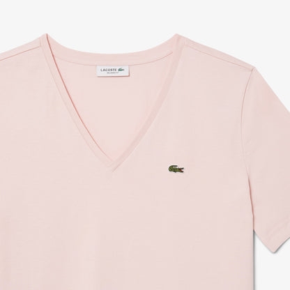 Lacoste Kadın Relaxed Fit V Yaka Pembe T-shirt