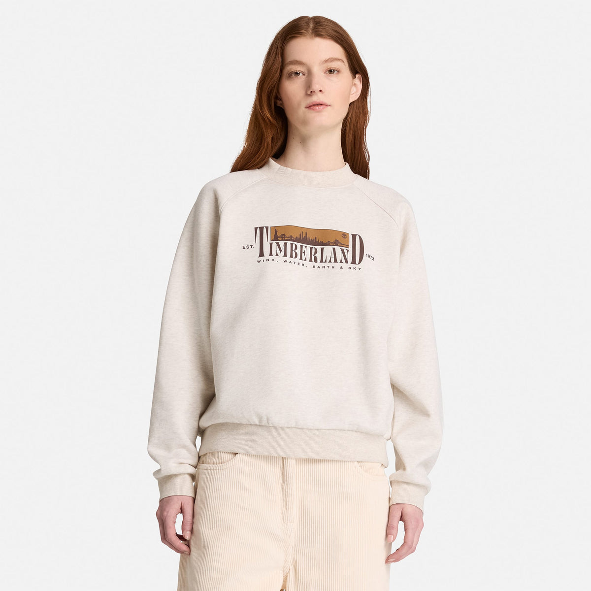 Timberland Brushed Back Chest Kadın Bej Sweatshirt