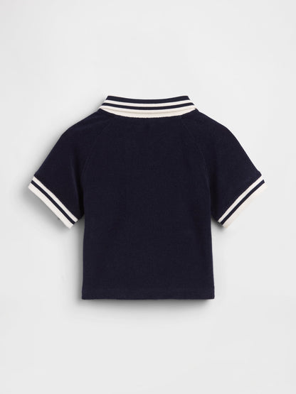 Lacivert Havlu Terry Polo T-shirt