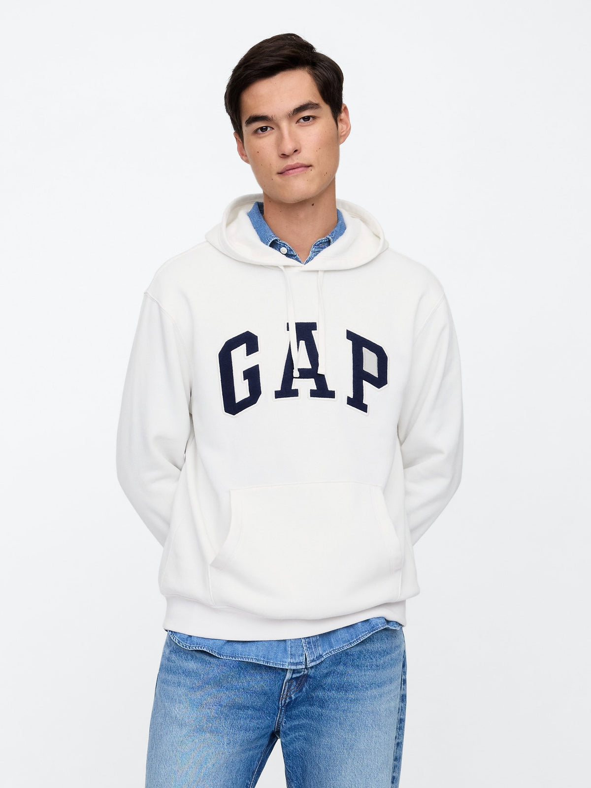 Beyaz Gap Logo Relaxed Fleece Sweatshirt