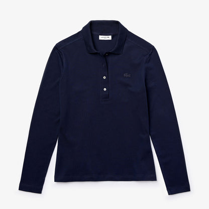 Lacoste Kadın Slim Fit Uzun Kollu Lacivert Polo