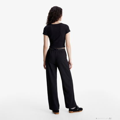Calvin Klein Ponte Logo Kadın Siyah Eşofman Altı