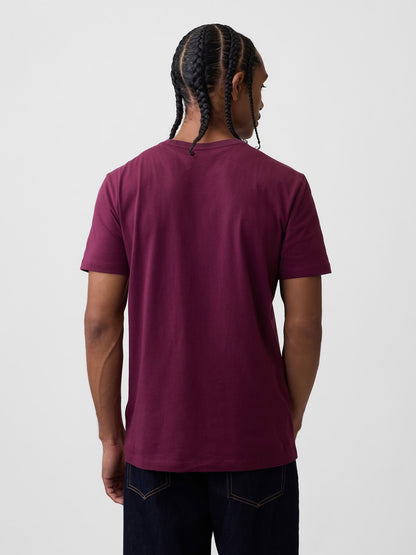 Mor Klasik Bisiklet Yaka T-shirt