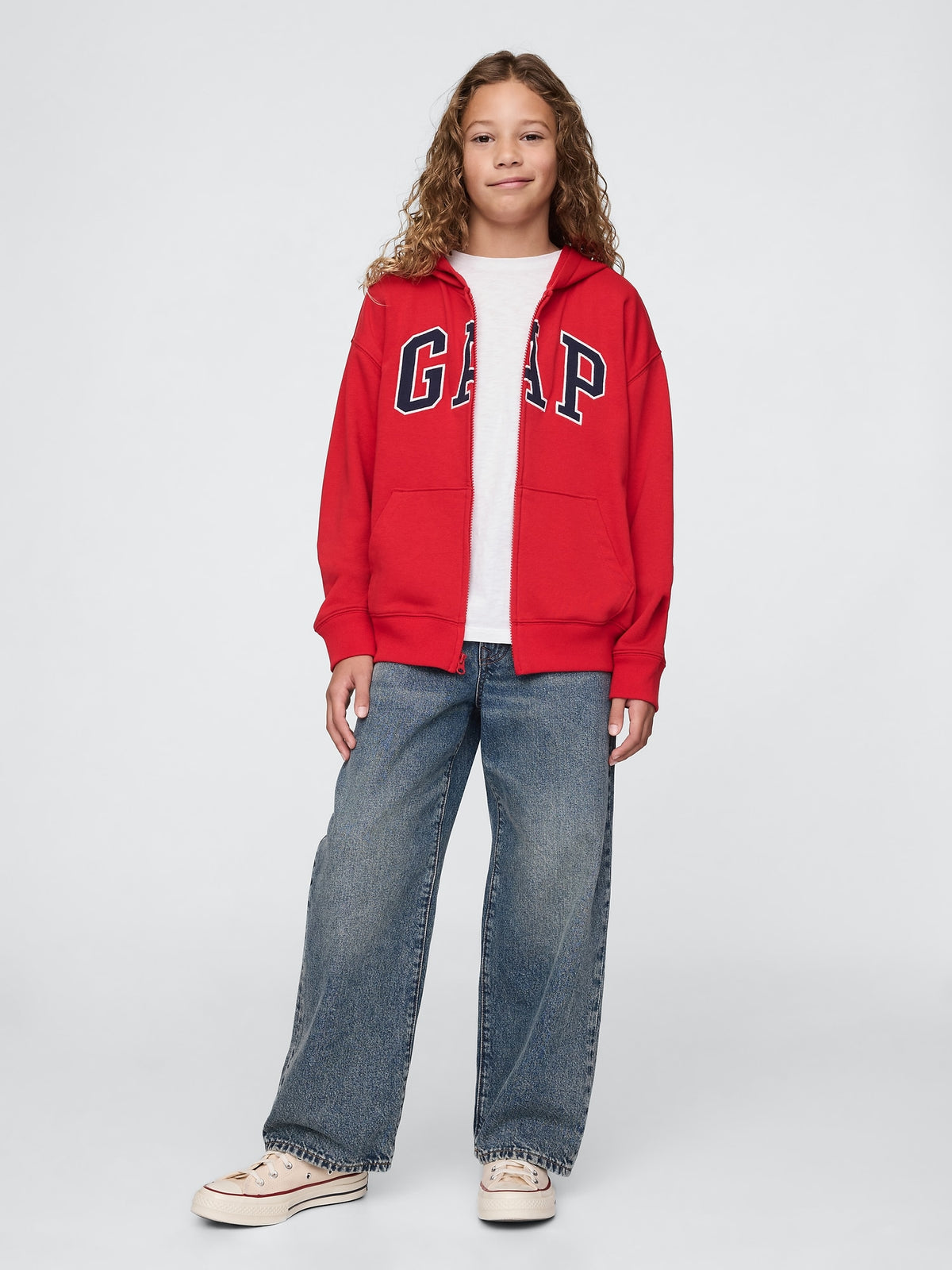 Kırmızı Gap Logo Relaxed Fermuarlı Sweatshirt