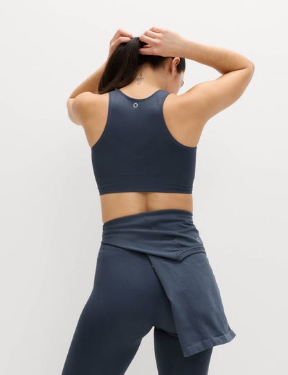 Jacquard Scoop Yaka Dikişsiz Crop Top