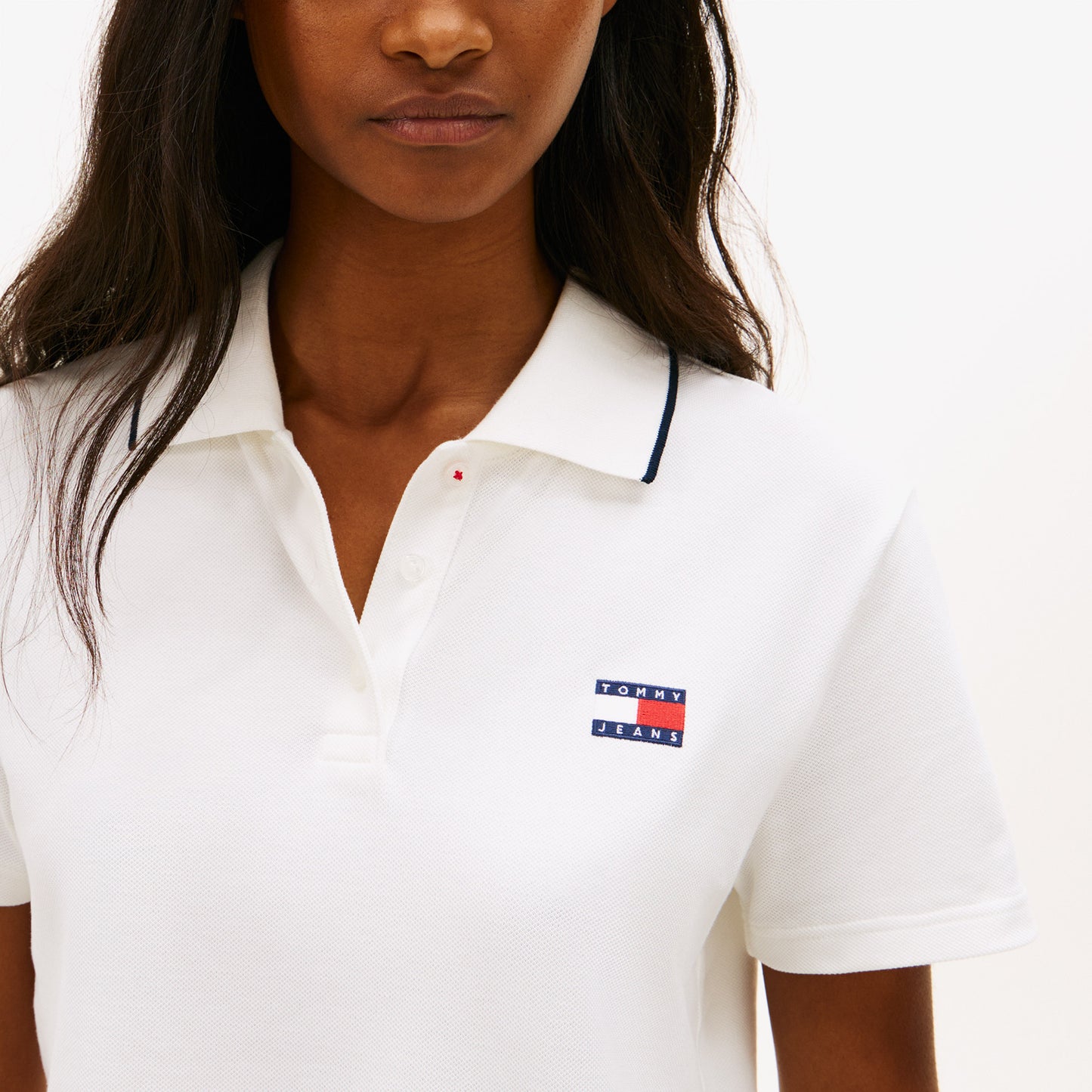 Tommy Hilfiger Cropped Short Sleeve Kadın Beyaz Polo