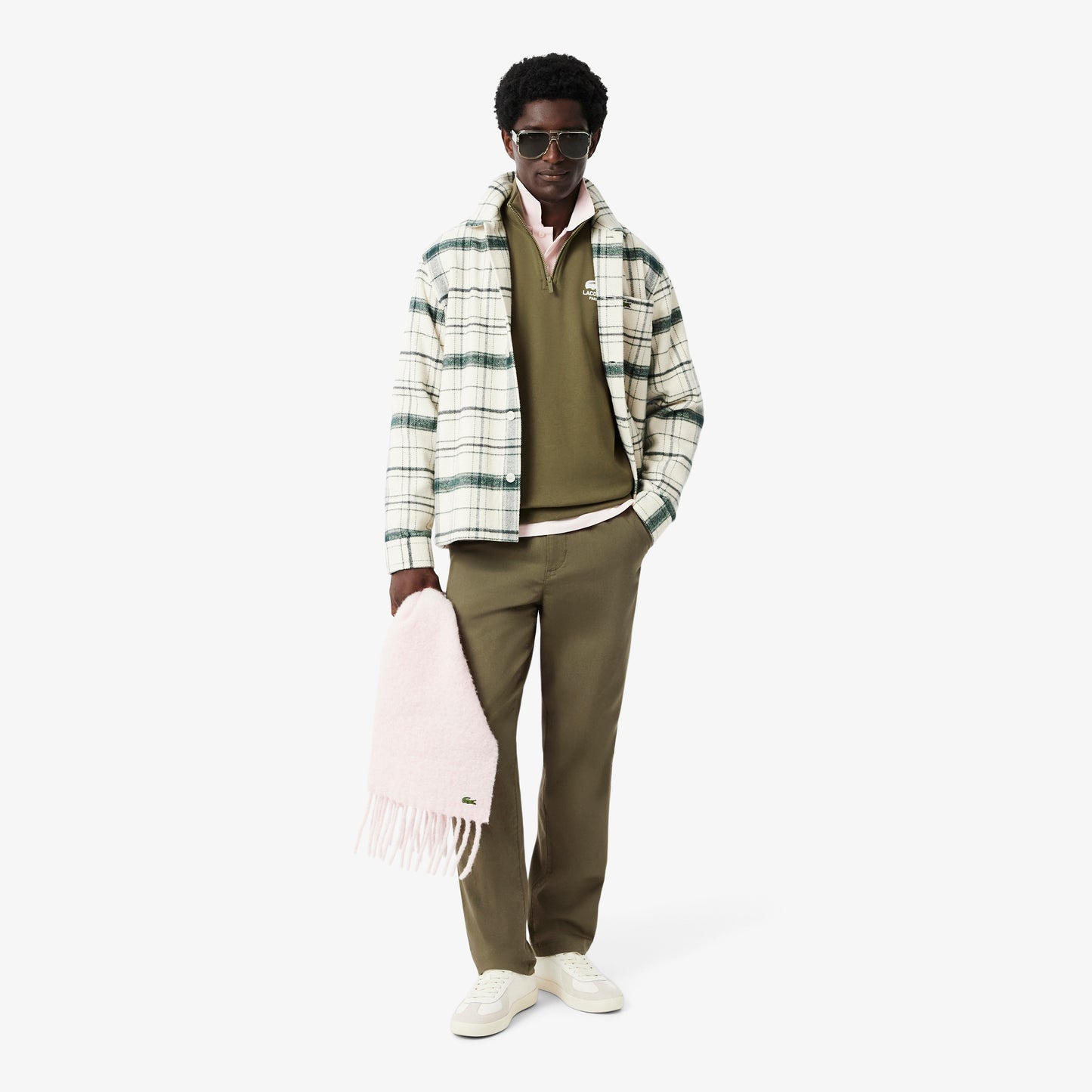 Lacoste High Neck Zip-up Print Erkek Yeşil Sweatshirt