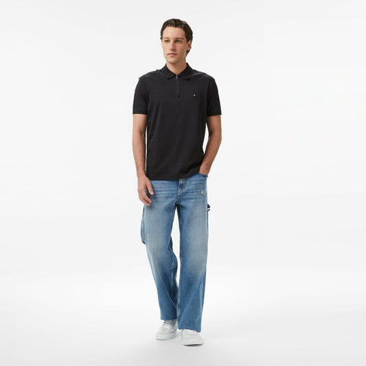 Tommy Hilfiger Elevated Essentials Erkek Siyah Polo Yaka T-shirt