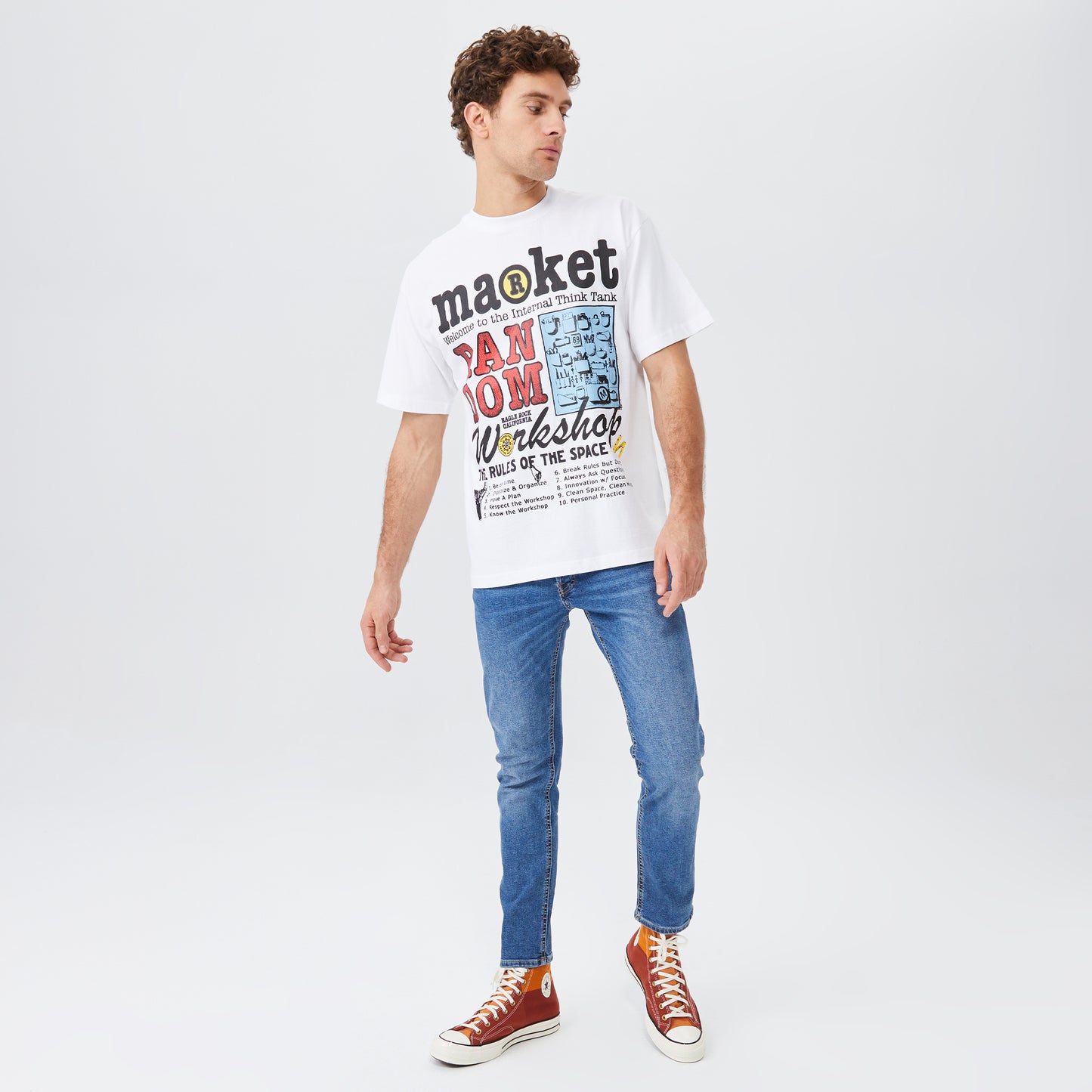 Market Random Workshop Think Erkek Beyaz T-shirt