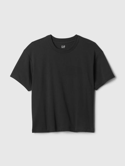Siyah Supima® Pamuk Relaxed T-shirt