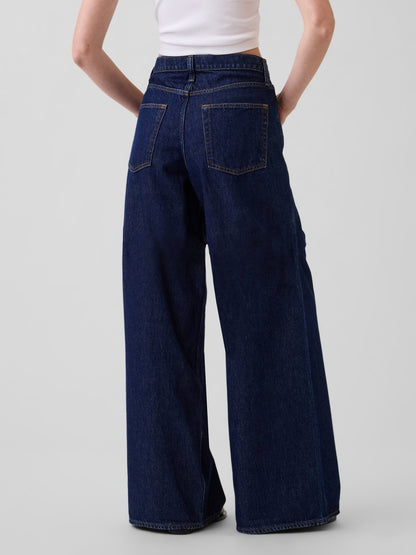 Koyu Mavi Low Slung Extra Baggy Jean Pantolon