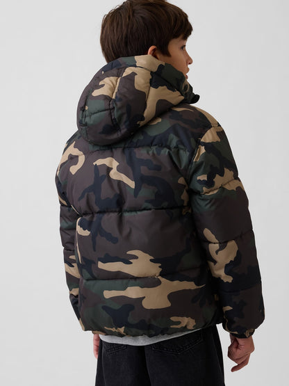 Kamuflaj Midweight Hooded Puffer Şişme Ceket
