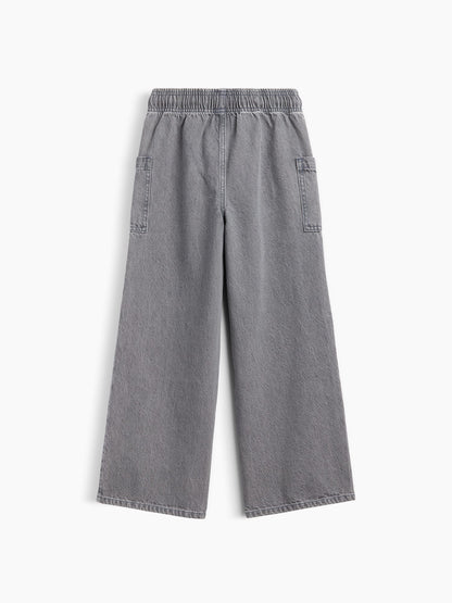 Gri Pull-on Wide Leg Jean Pantolon