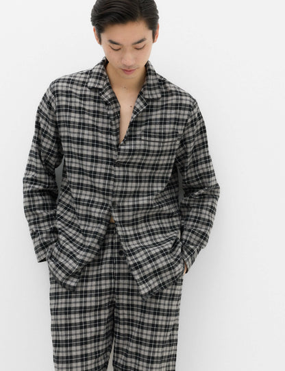 Saf Pamuklu Ekose Desenli Pijama Takımı