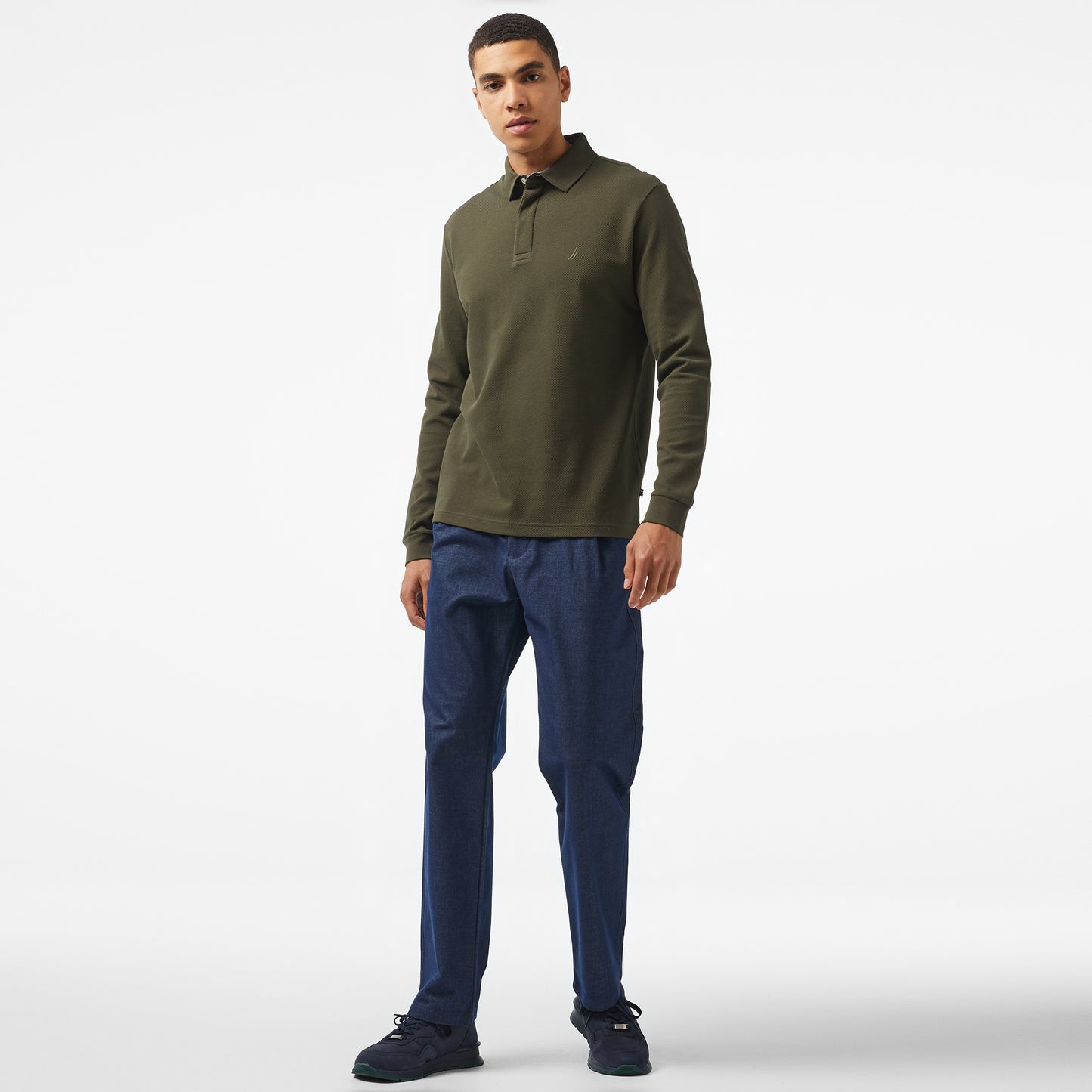 Nautica Erkek Yeşil Slim Fit Uzun Kollu Polo Yaka T-shirt