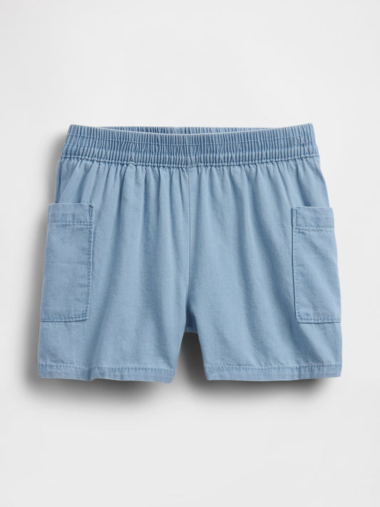 Mavi Pull-on Keten Karışımlı Şort
