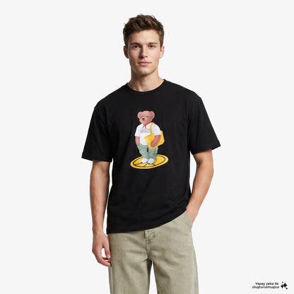 Market Stand For Peace Bear Erkek Siyah T-shirt