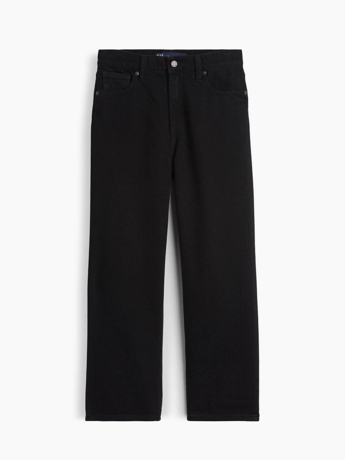 Siyah Low Slung Supersoft Relaxed Straight Crop Jean Pantolon