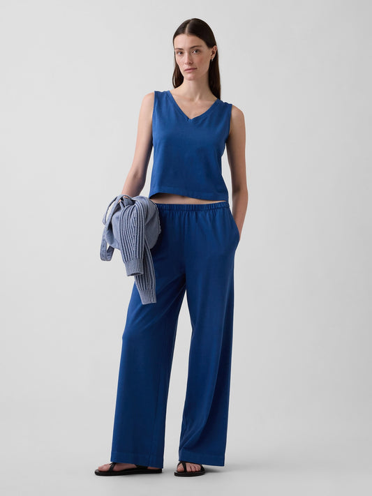 Mavi Örgü Wide-leg Pantolon