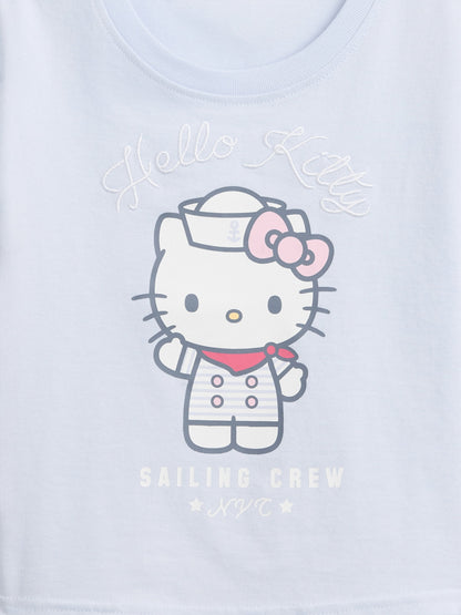 Açık Mavi Hello Kitty Grafik Baskılı T-shirt
