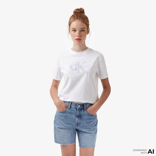Calvin Klein Hero Classic Monologo Kadın Beyaz T-shirt