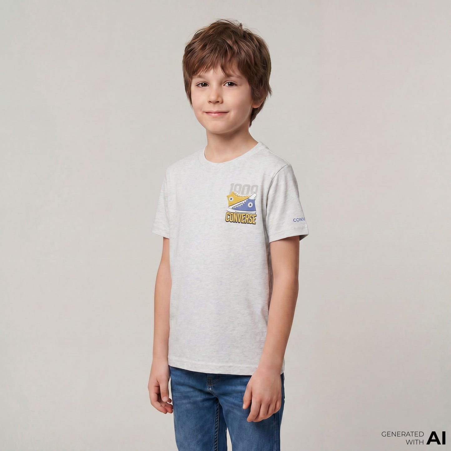 Converse Birch Heather Çocuk Gri T-shirt