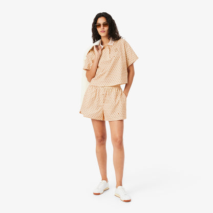 Lacoste Kadın Oversize Fit Desenli Pembe Polo