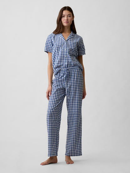 Mavi Poplin Pijama Altı