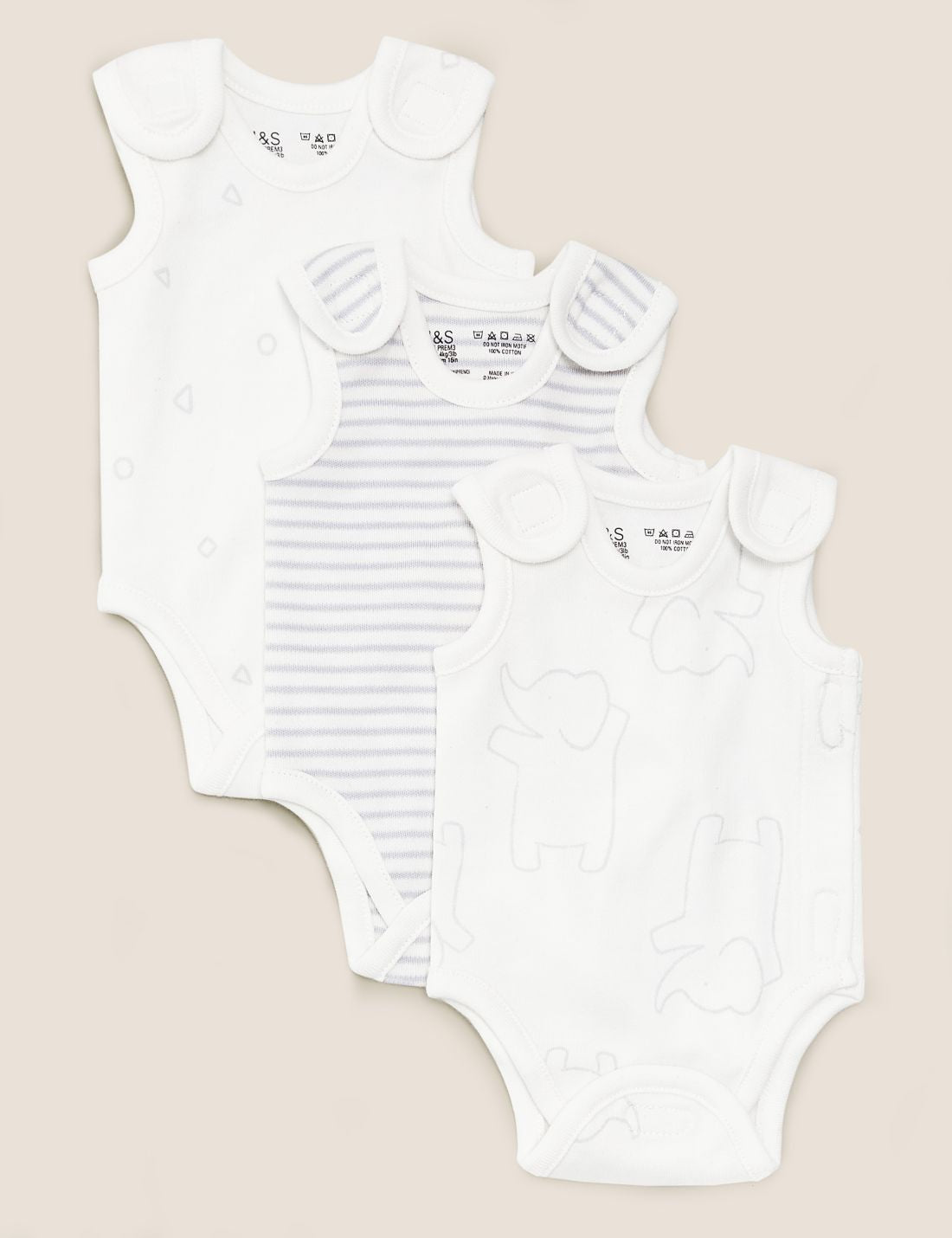 Saf Pamuklu 3'lü Prematüre Bodysuit