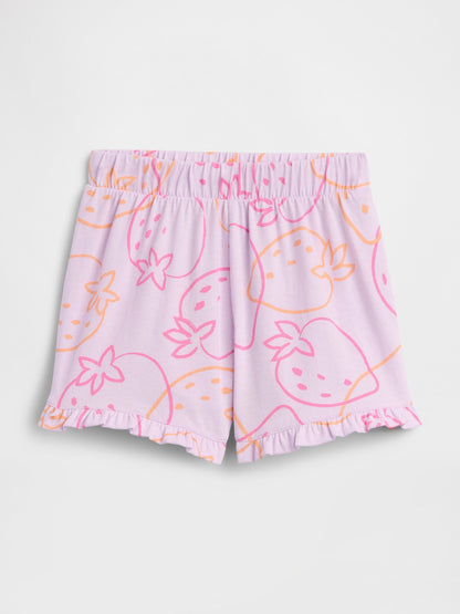 Lila Pull-on Baskılı Şort