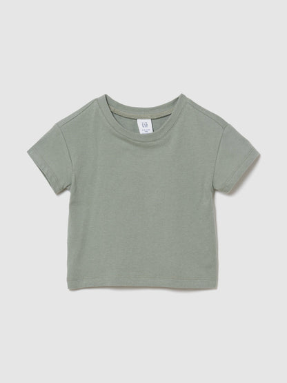 Yeşil Keten Pamuk Karışımlı Kısa Tulum Outfit Set