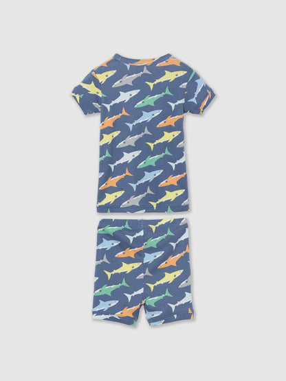 Mavi Köpekbalığı Desenli Pijama Seti