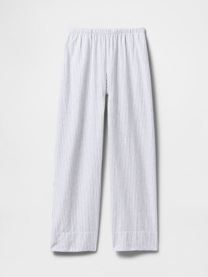 Açık Mavi Keten Karışımı Easy Wide Leg Pantolon